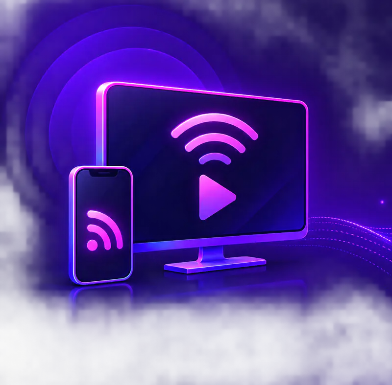 A phone casting a video to a TV with SmartGoCast